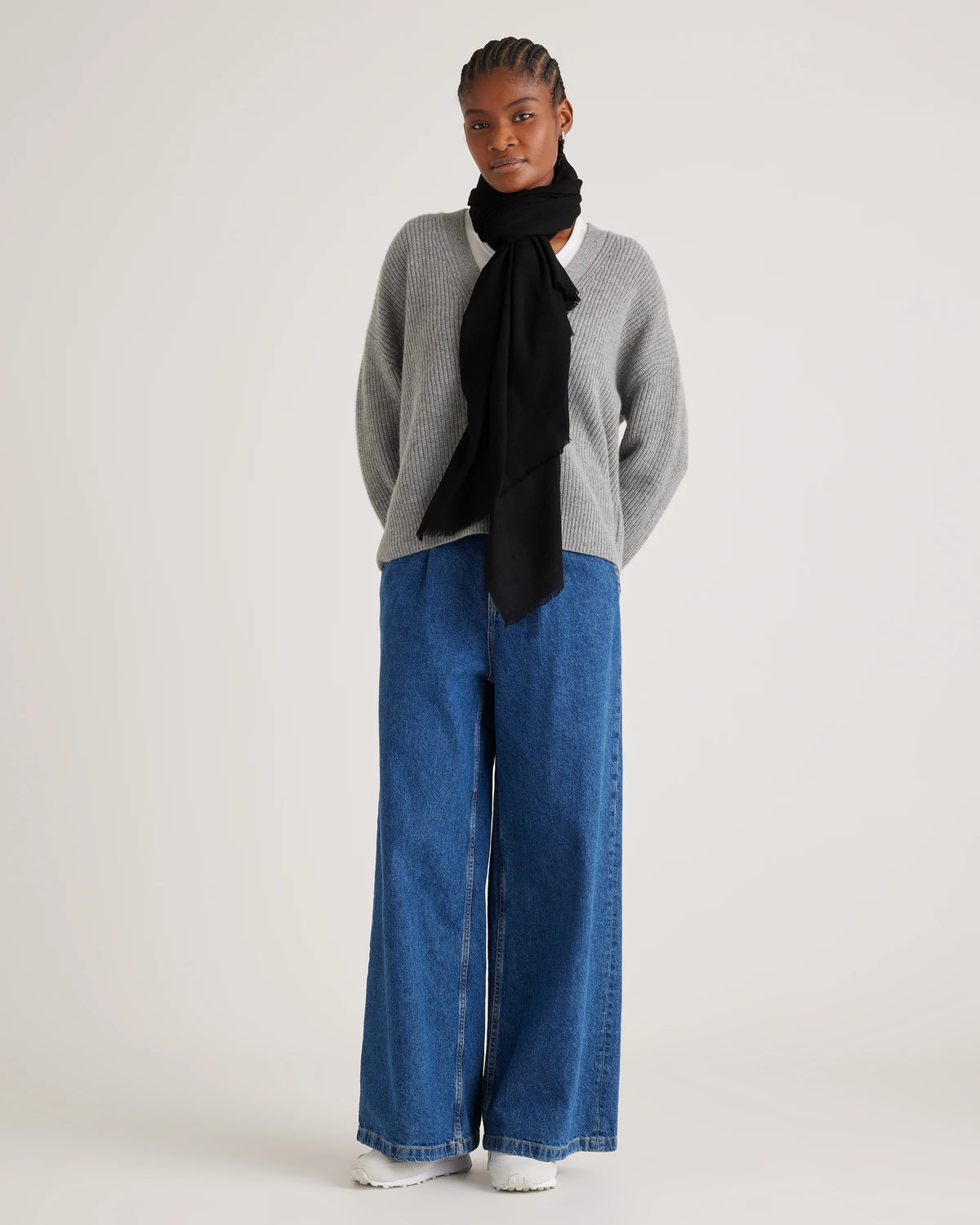 100% Pashmina Wool Scarf - One Size / Black