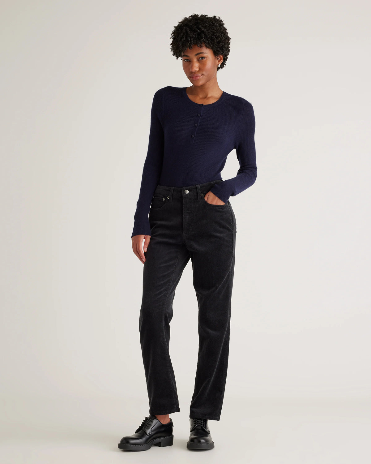 Organic Stretch Corduroy Straight Leg Pants - 0 / Espresso