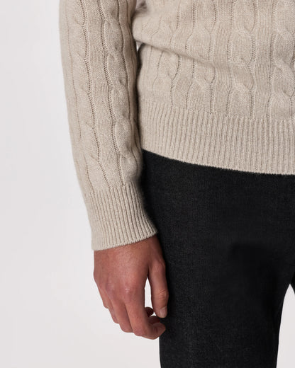 Mongolian Cashmere Classic Cable Crewneck Sweater - S / Teak