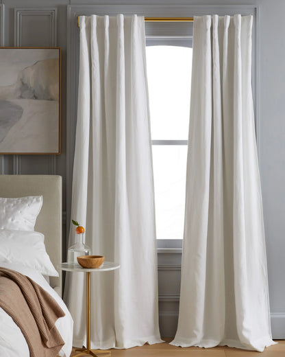 European Linen Room Darkening Curtain - Single Panel - 48x84 / White