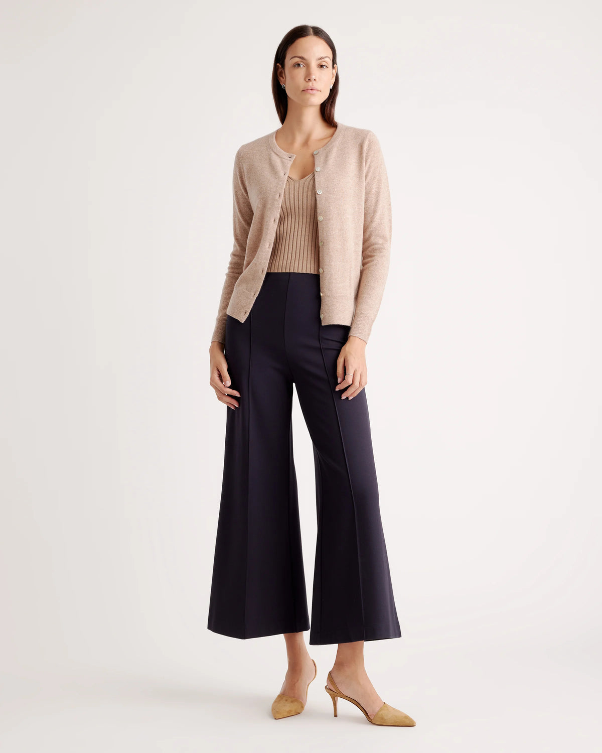 Ultra-Stretch Ponte Super Wide Leg Ankle Pants - XS / Olive