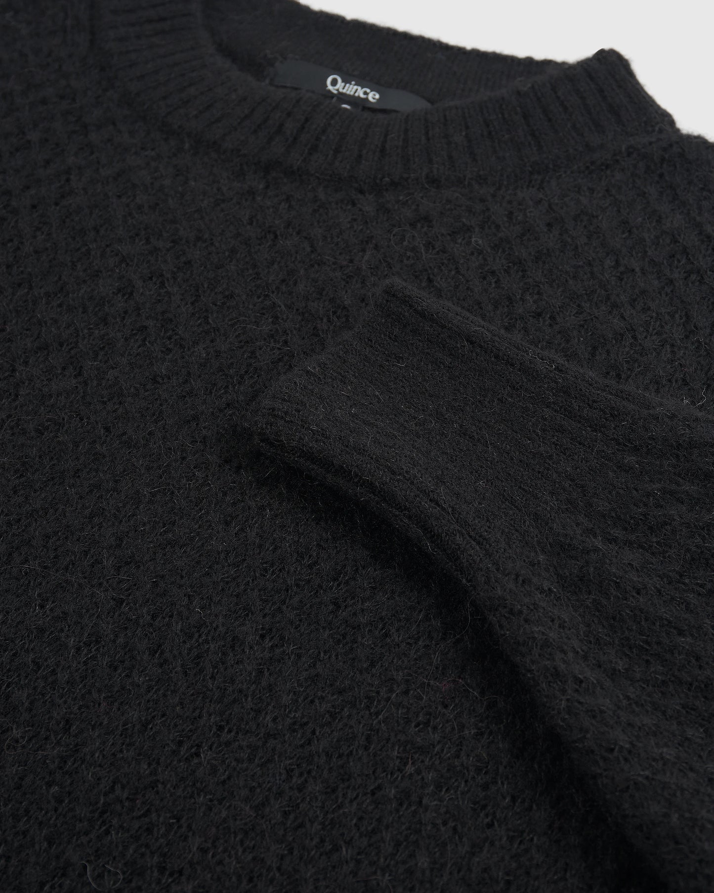 Baby Alpaca-Wool Diamond Stitch Crew - XS / Charcoal