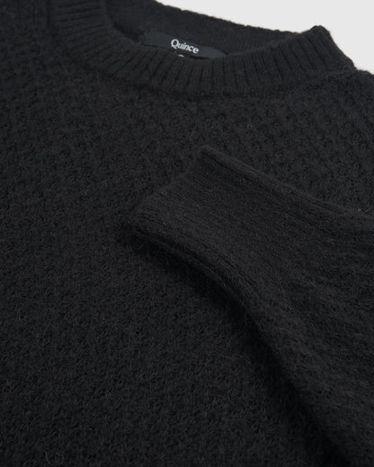 Baby Alpaca-Wool Diamond Stitch Crew - XS / Charcoal