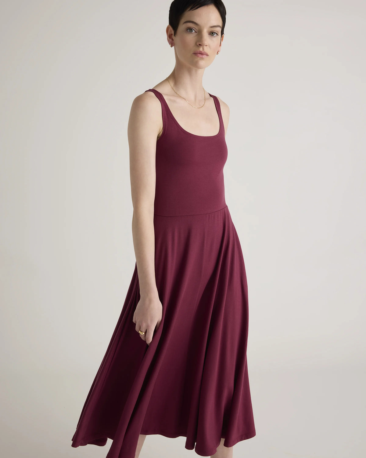Tencel Jersey Fit & Flare Dress - XS / Dark Olive
