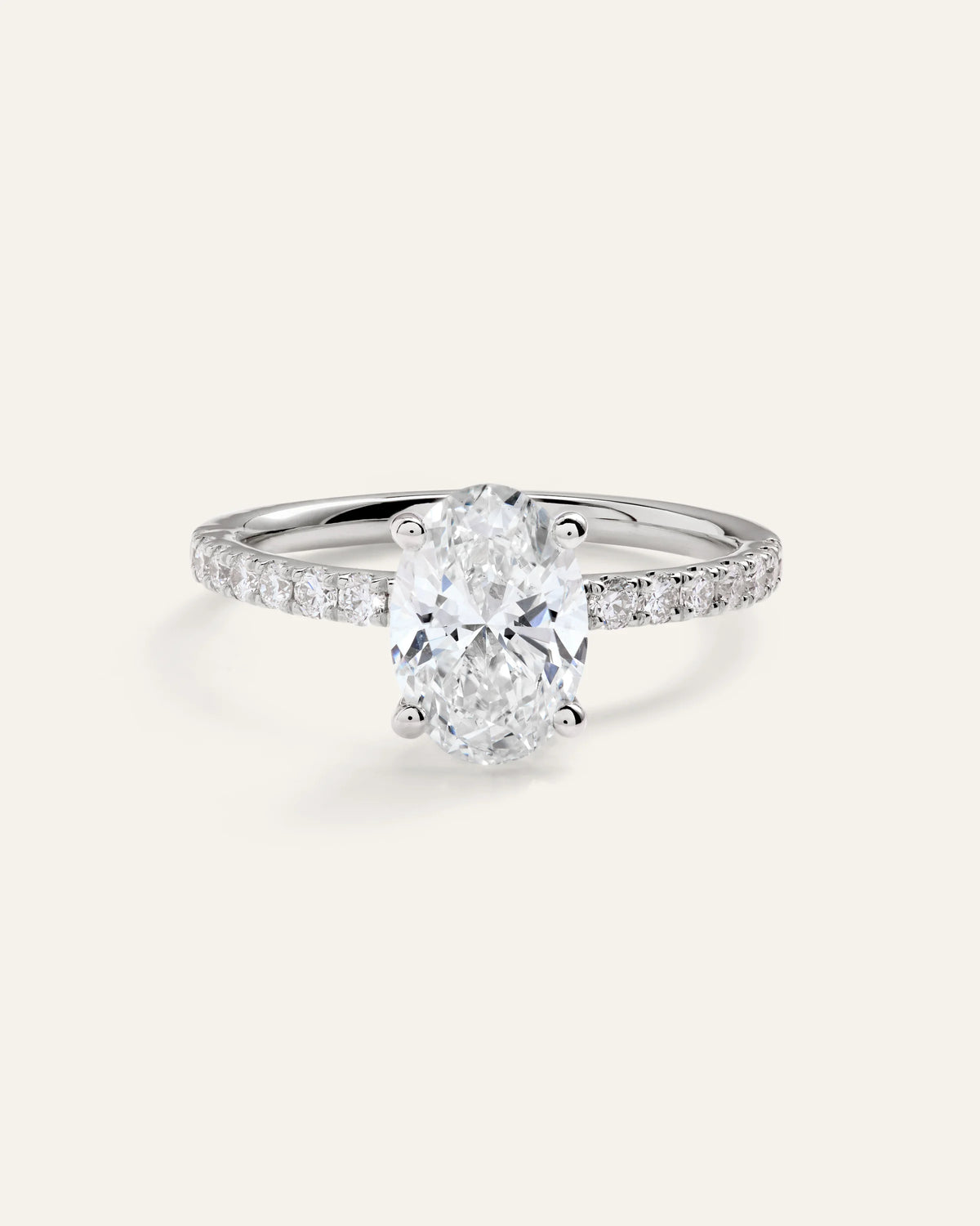 Lab Grown Diamond Oval Petite Pave Engagement Ring - 1.50ct - 4 / Yellow Gold
