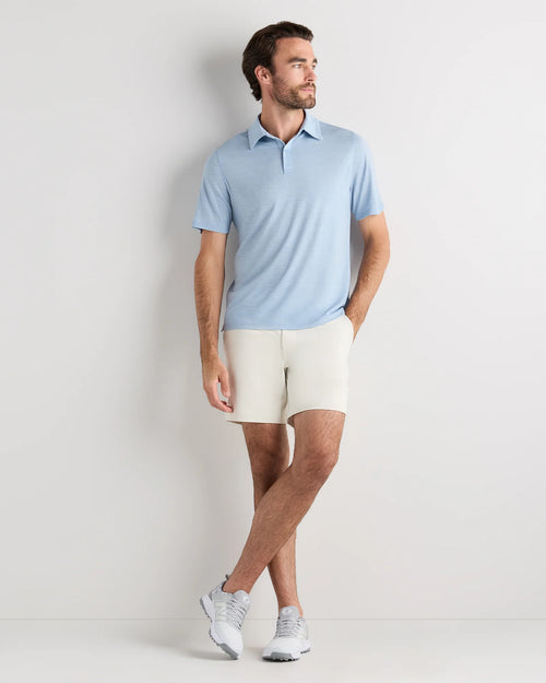 Extra-Fine Australian Merino Polo - XS / Light Blue Heather