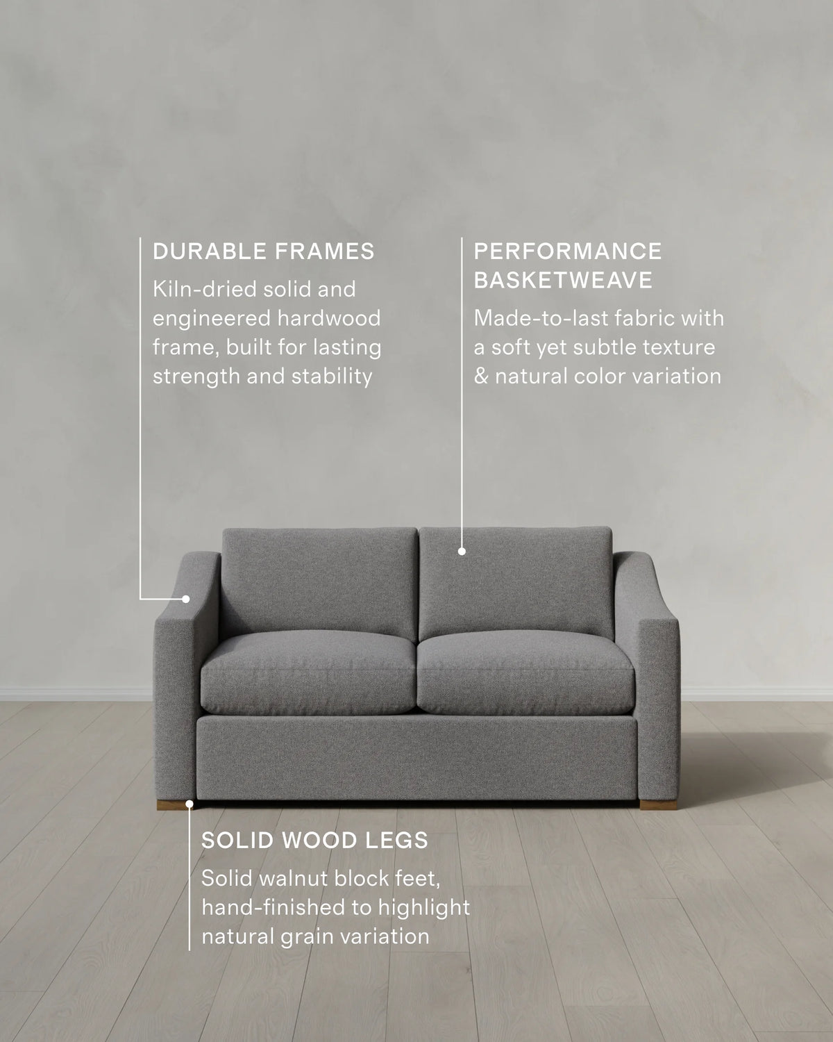 Hollis Slope Arm Sofa in Performance Basketweave - 72" / Flax