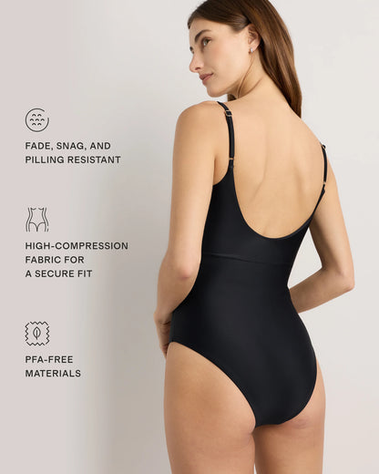 Italian Cut Out One-Piece Swimsuit - XS / Lagoon Teal Blue