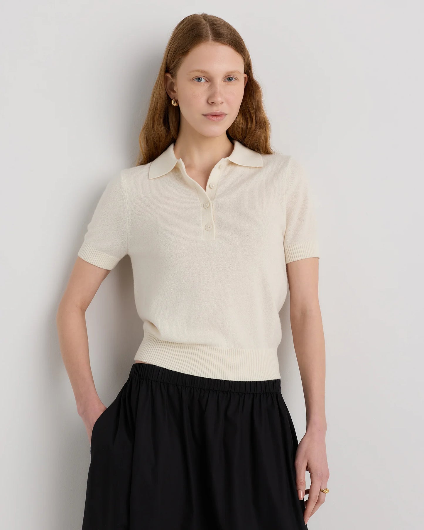 Mongolian Cashmere Short Sleeve Polo - XS / Oatmeal