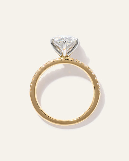 Lab Grown Diamond Pear Petite Pave Engagement Ring - 3ct - 4 / Yellow Gold