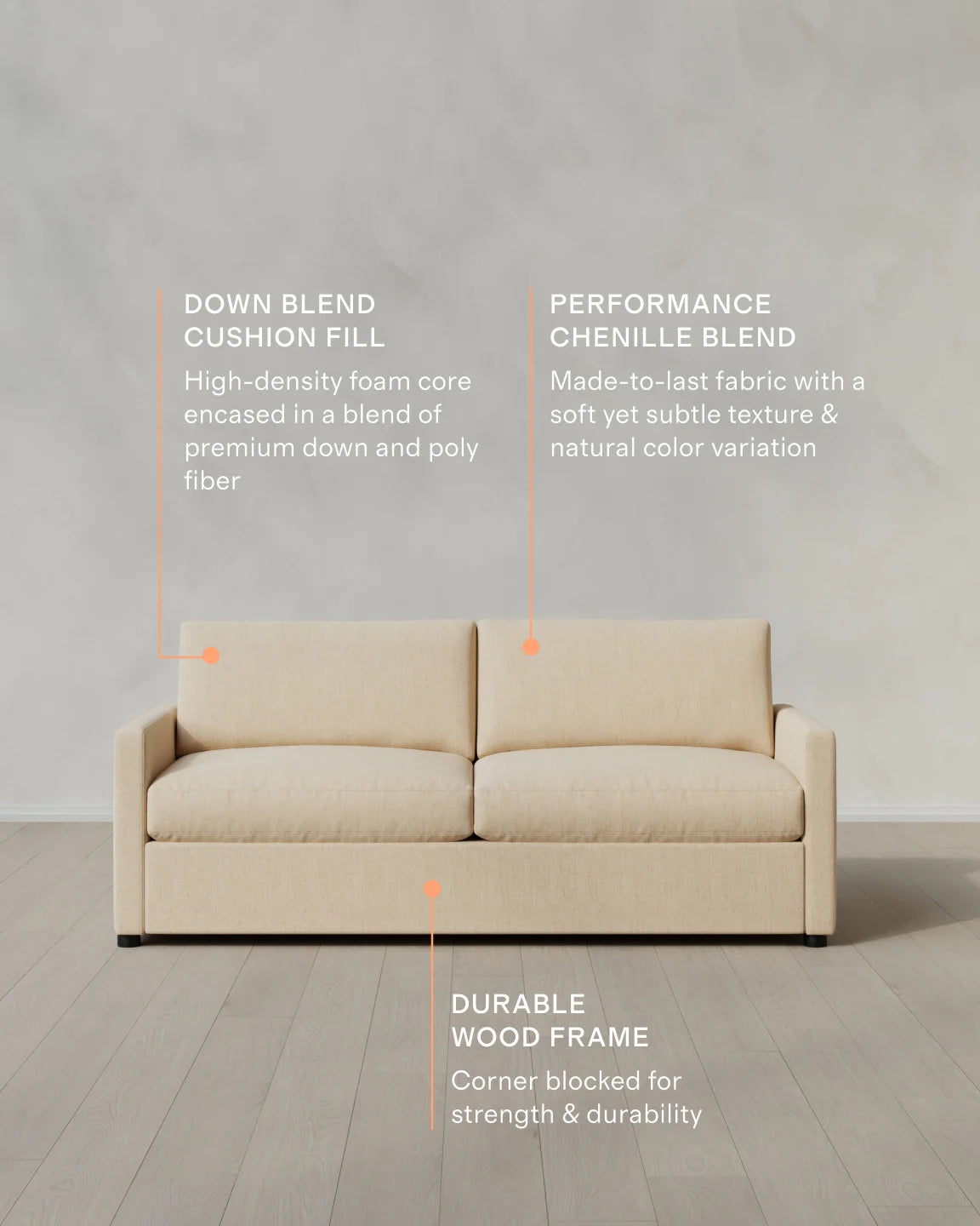 Brennan Sofa in Performance Chenille Linen Blend - 7ft / Snow
