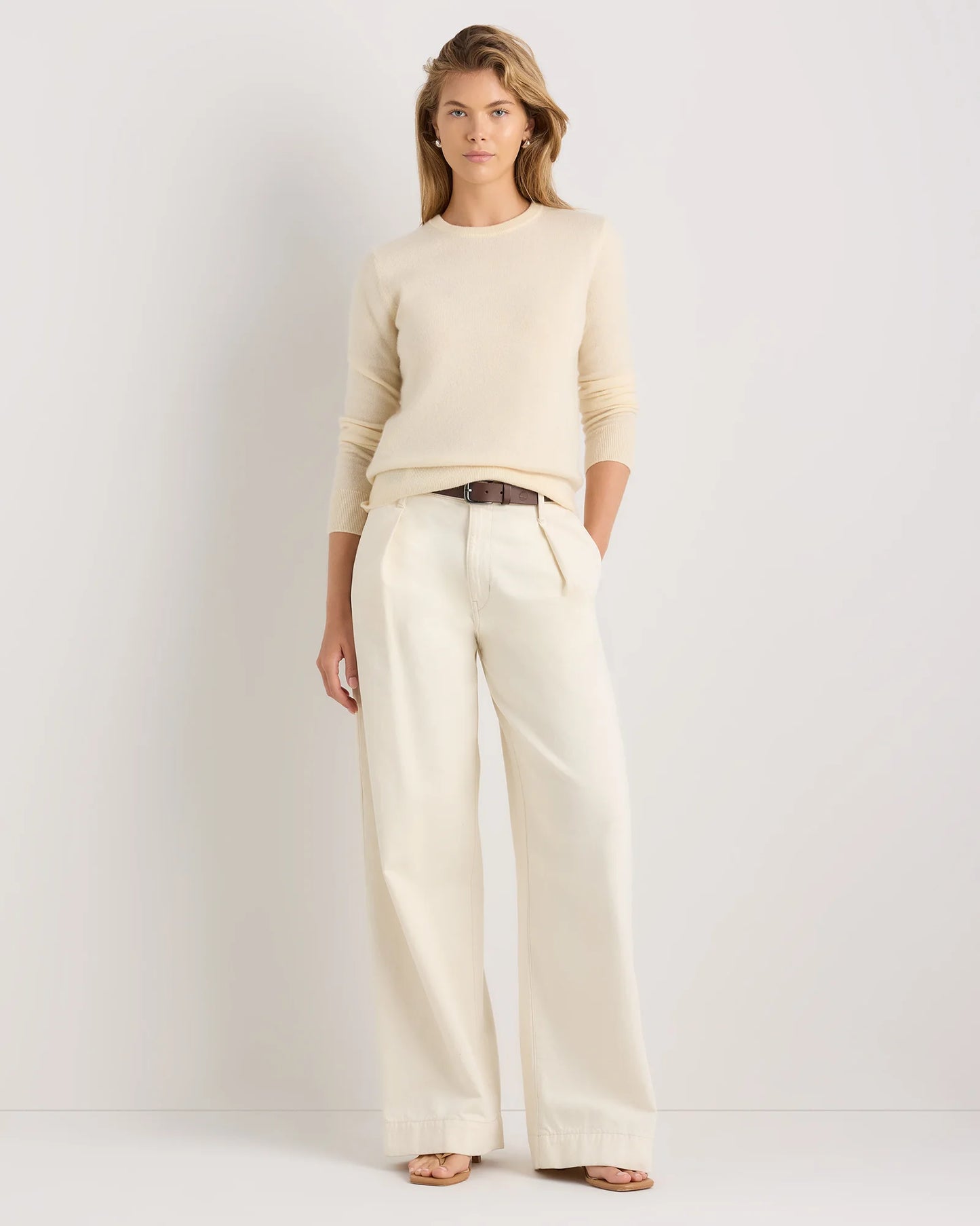 Mongolian Cashmere Crewneck Sweater - XS / Ivory