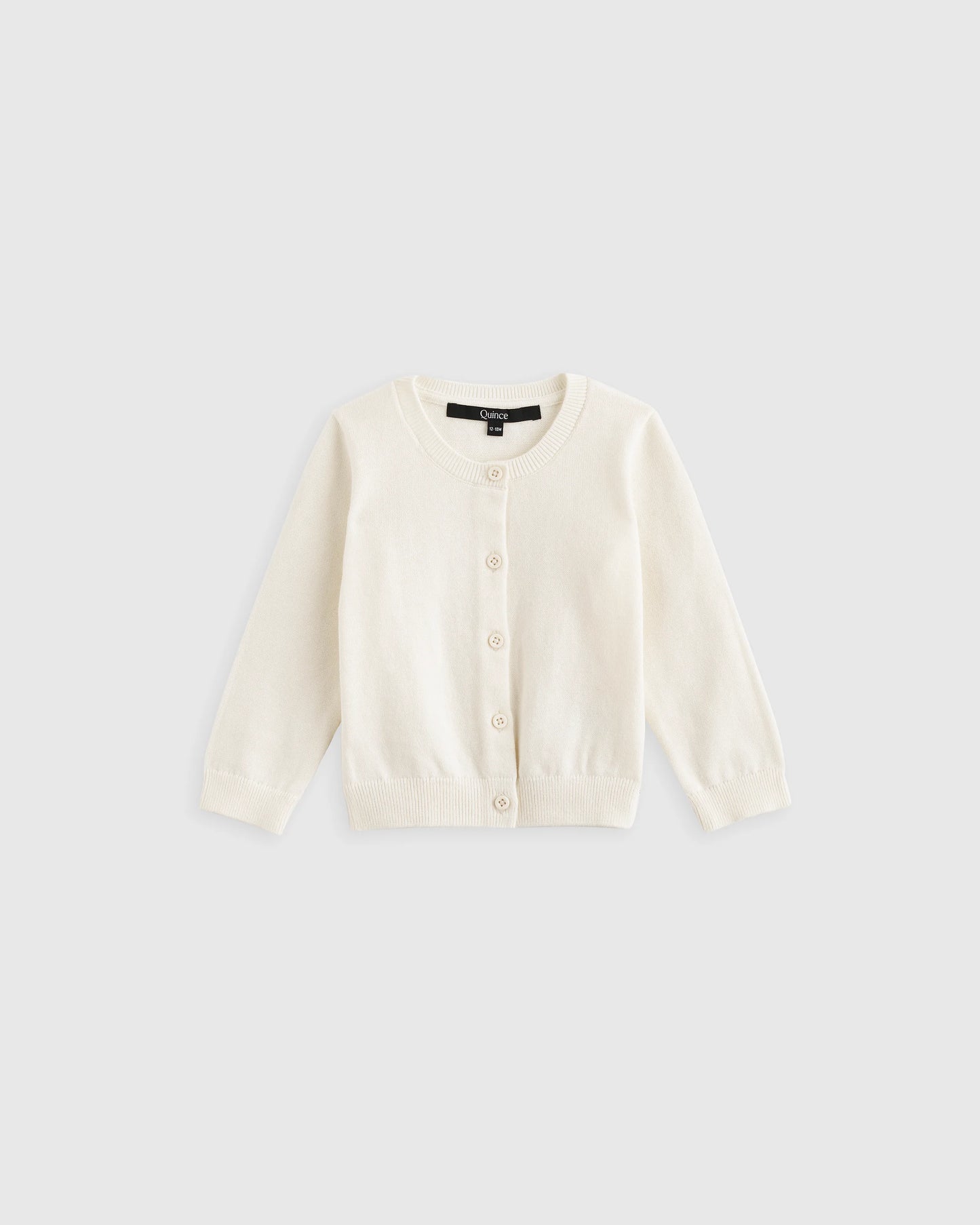 100% Organic Cotton Crewneck Cardigan - 0-3M / Ivory