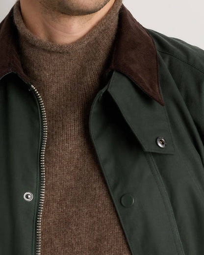 Organic Waxed Cotton Barn Jacket - S / Rustic Olive