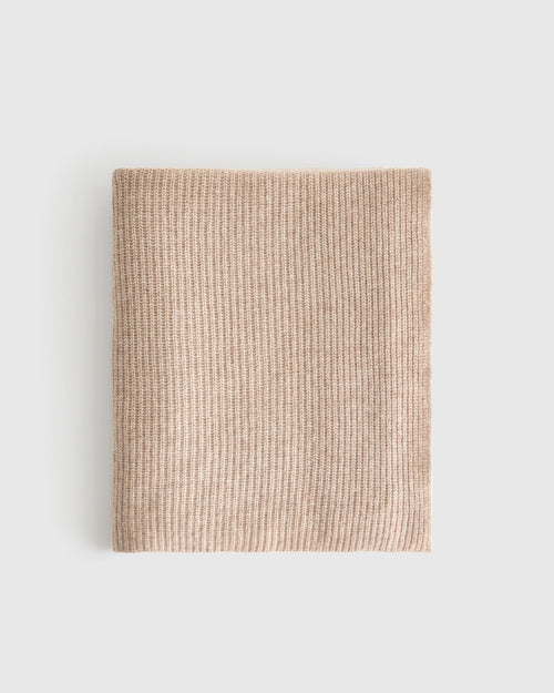 Ribbed Knit Cashmere Throw - 50x70 / Oatmeal