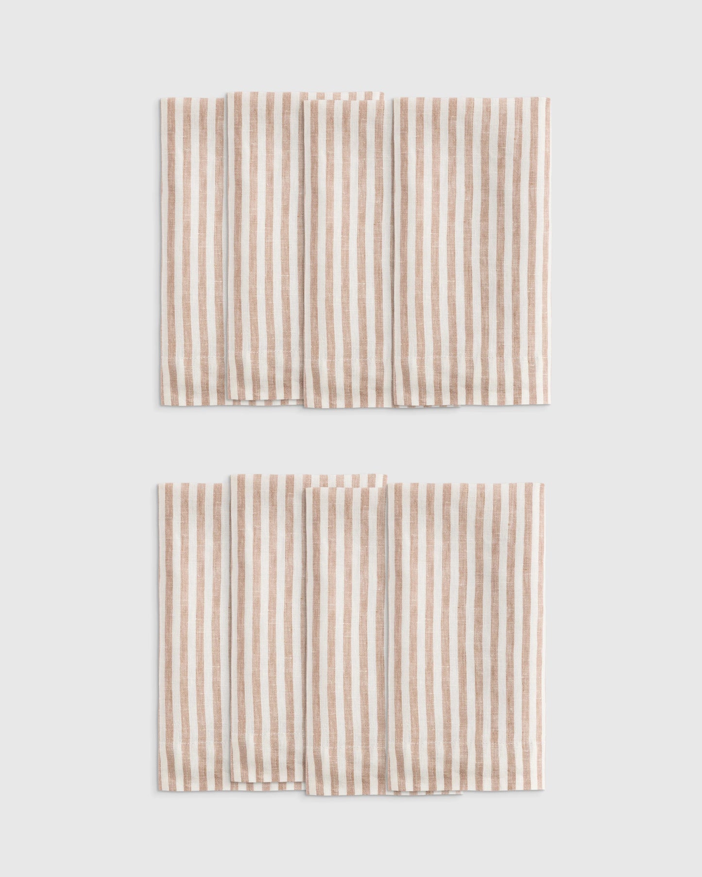 European Linen Wide-Hem Stripe Napkins (Set of 8) - One Size / Mist/White Stripe