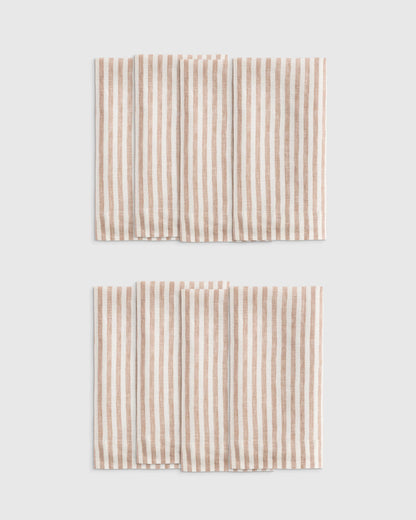 European Linen Wide-Hem Stripe Napkins (Set of 8) - One Size / Mist/White Stripe