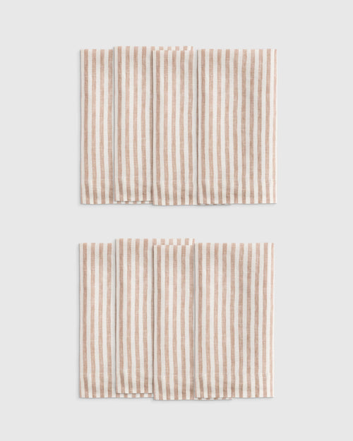 European Linen Wide-Hem Stripe Napkins (Set of 8) - One Size / Mist/White Stripe