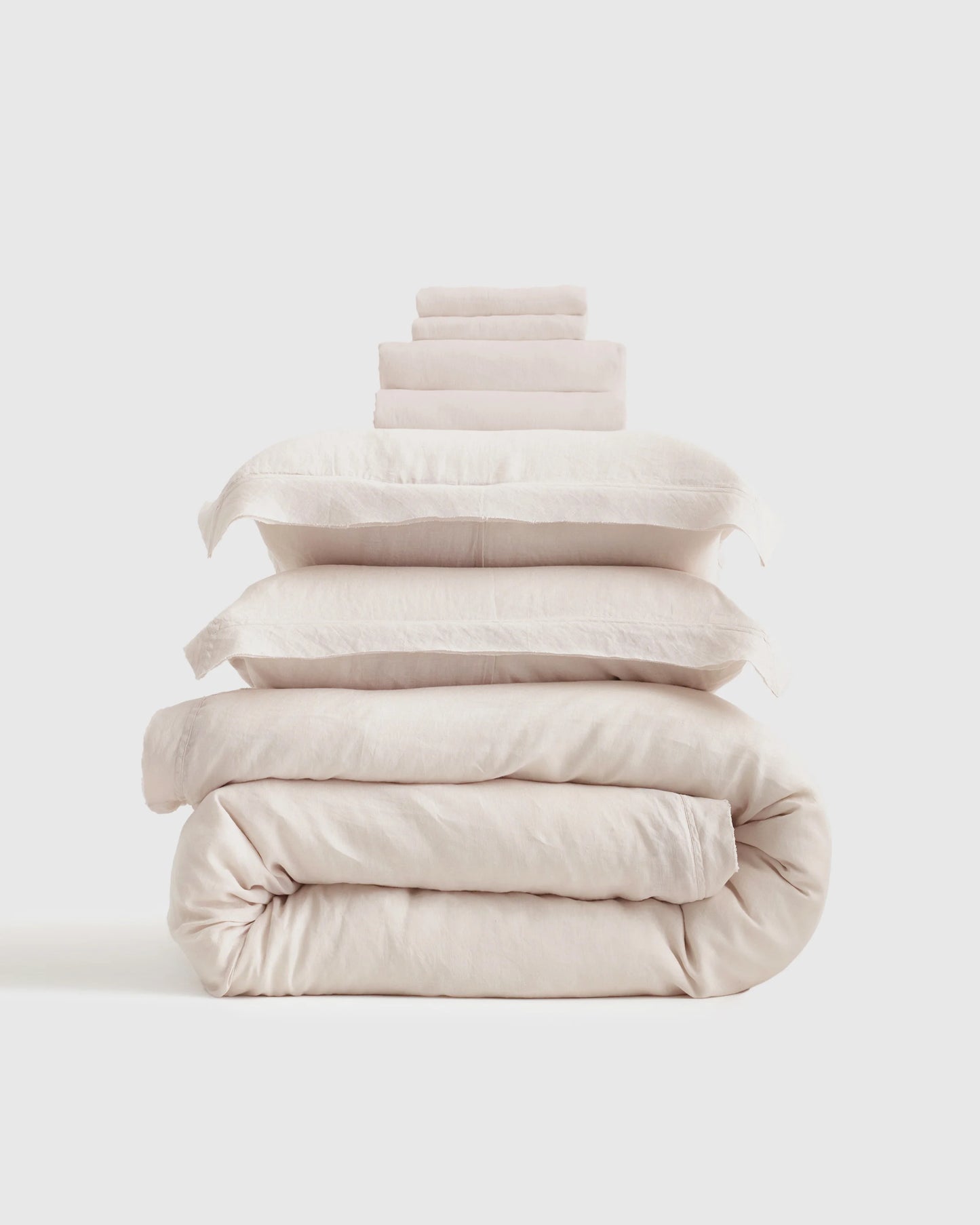European Linen Double Flange Deluxe Bedding Bundle - Twin / White