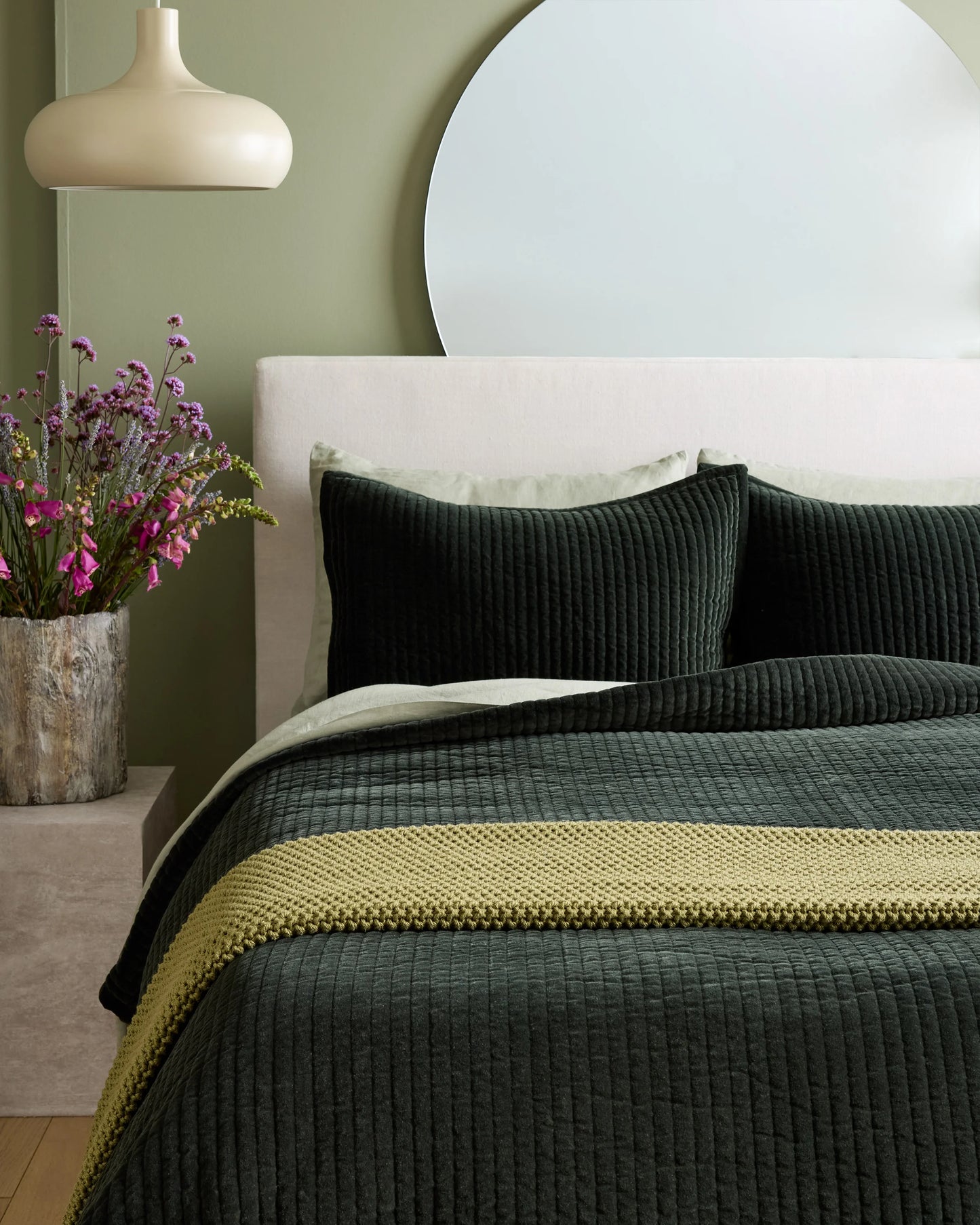 Cotton Velvet Channel Quilted Sham Set - Standard / Glacier Blue