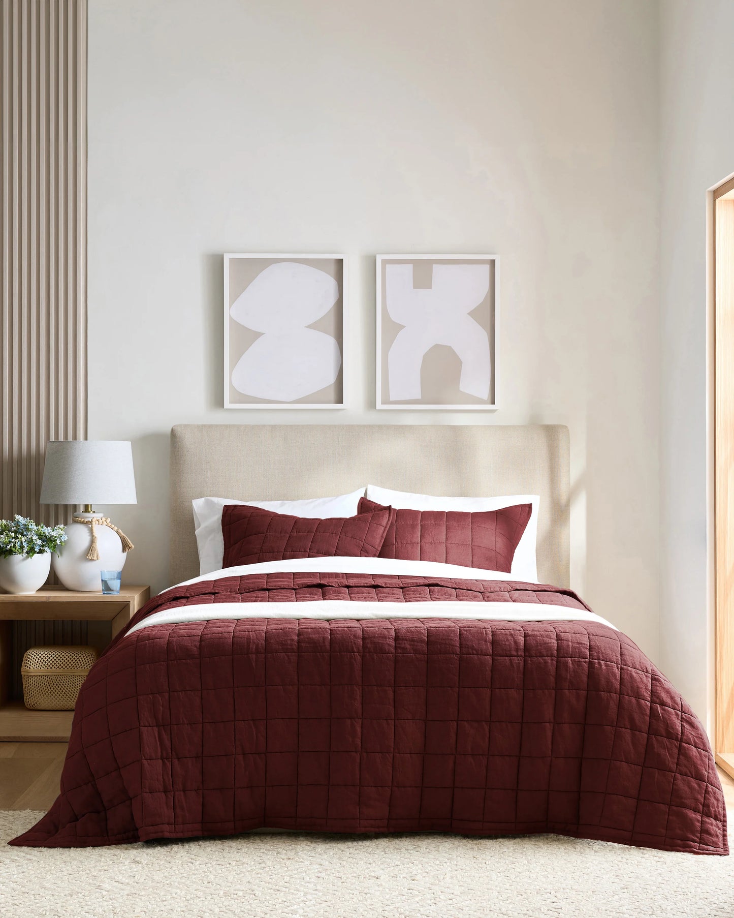 European Linen Box Quilt - Twin / Dusty Mauve