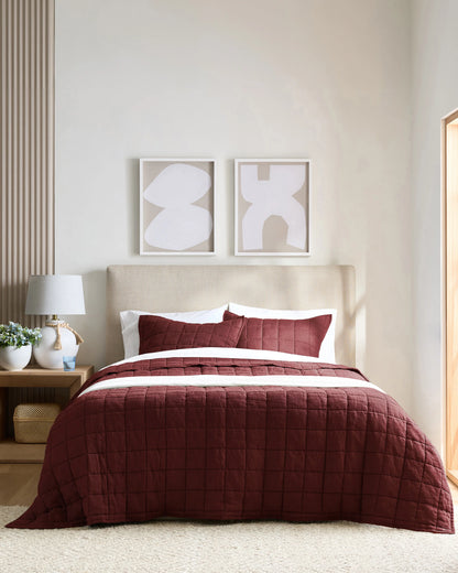 European Linen Box Quilt - Twin / Dusty Mauve