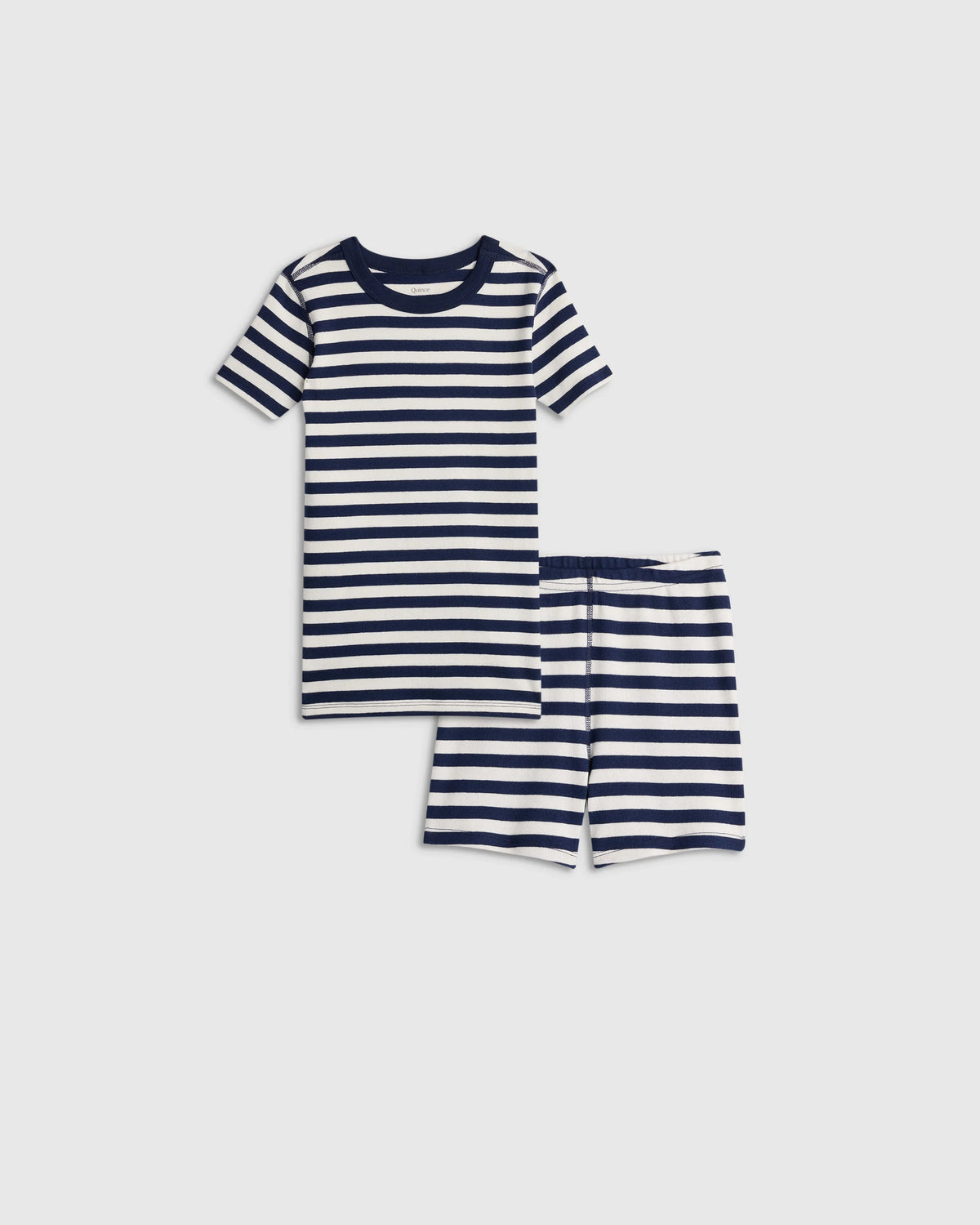 100% Organic Cotton Short Sleeve and Shorts Pajama Set - 2T / Navy Stripe