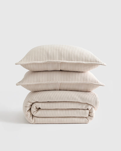 Organic Cotton Matelasse Coverlet Set - Twin / Sand