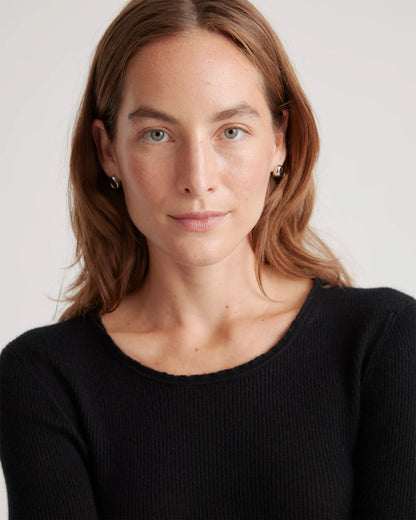 Featherweight Cashmere Ribbed Crewneck Sweater - XS / Charcoal