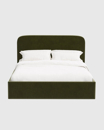 Curved Bed in Performance Velvet - Full / Walnut