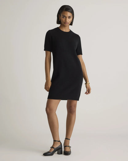 Mongolian Cashmere Short Sleeve Mini Dress - XS / Faded Denim