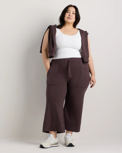 SuperSoft Fleece Cropped Wide Leg Pants - 1X / Heather Grey