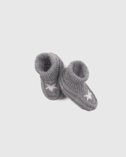 Washable Cashmere Beanie & Bootie Set - 0-6M / Heather Grey