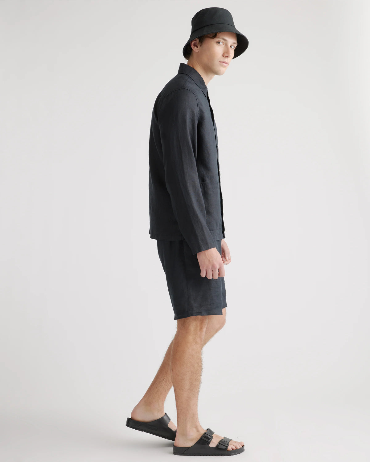 100% European Linen Chore Jacket - S / Flax