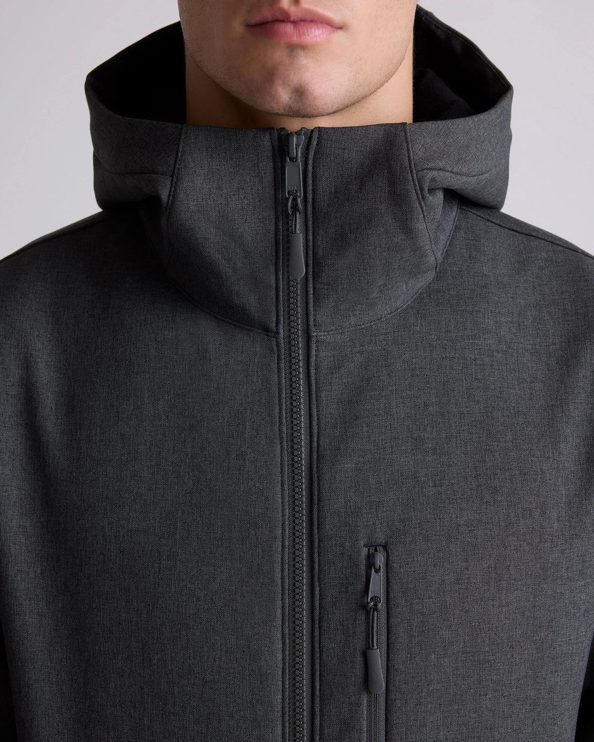 Softshell Fleece-Lined Full-Zip Hooded Jacket - XS / Heather Shady Charcoal