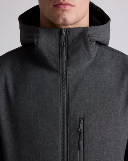 Softshell Fleece-Lined Full-Zip Hooded Jacket - XS / Heather Shady Charcoal