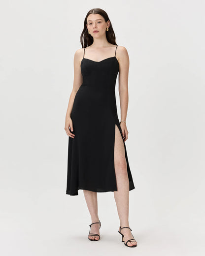 Lightweight Crepe Sweetheart Midi Dress - XS / Maroon
