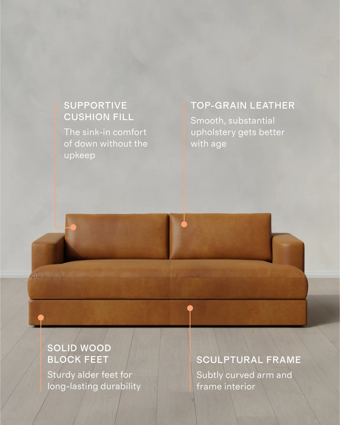 Sierra Curved Arm Sofa in Leather - 7ft / Auburn