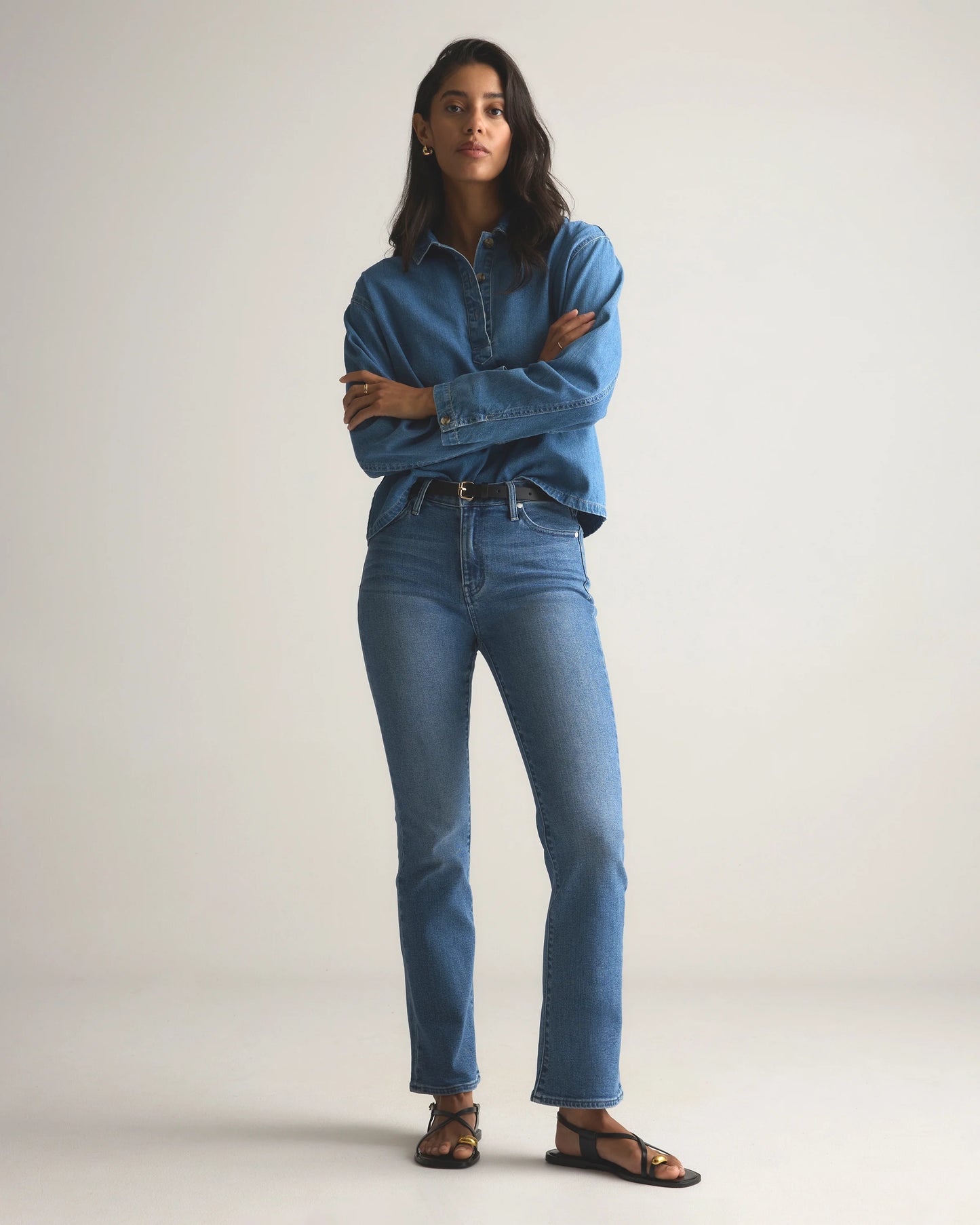 Bella Stretch Kick Flare Jeans - 24 / Deep Rinse