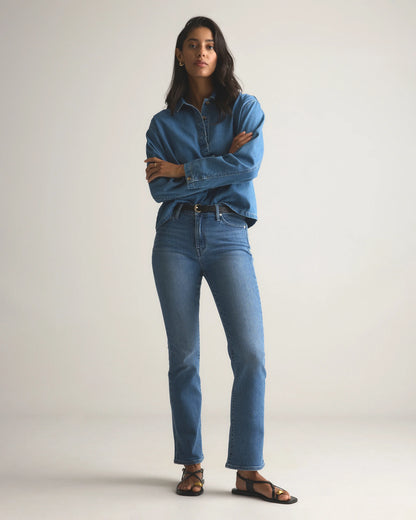 Bella Stretch Kick Flare Jeans - 24 / Deep Rinse