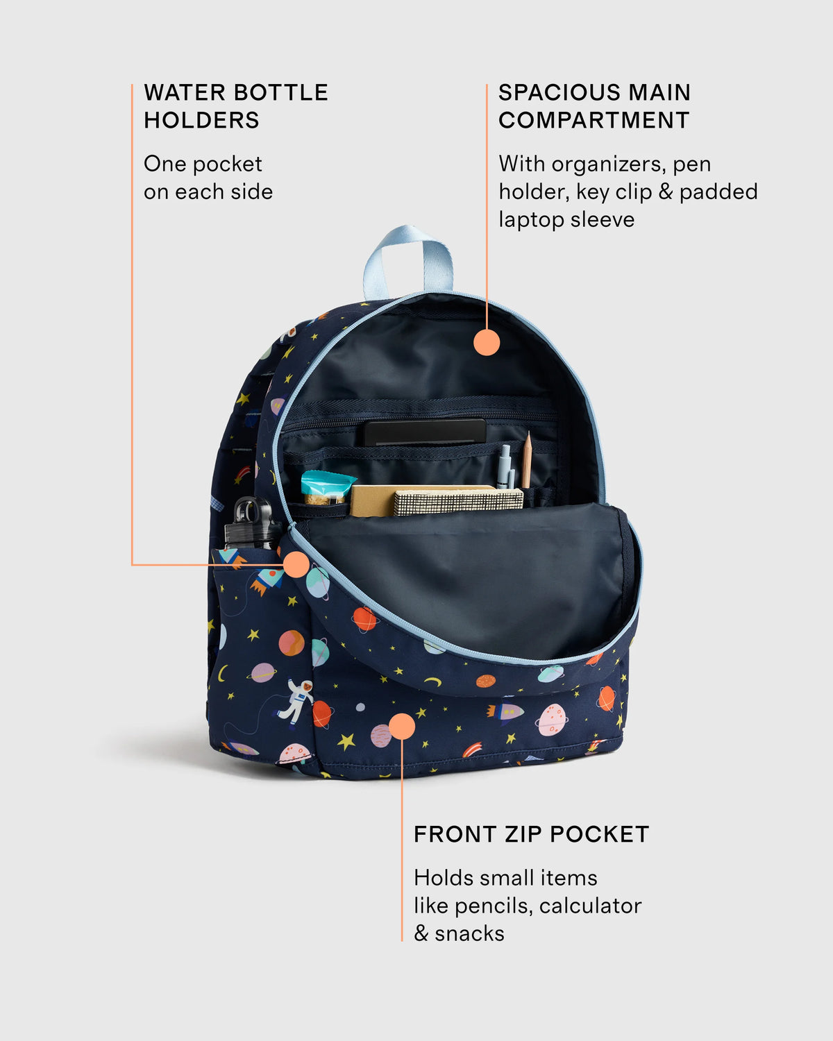 Recycled Double Pocket Backpack - One Size / Rainbow Clouds