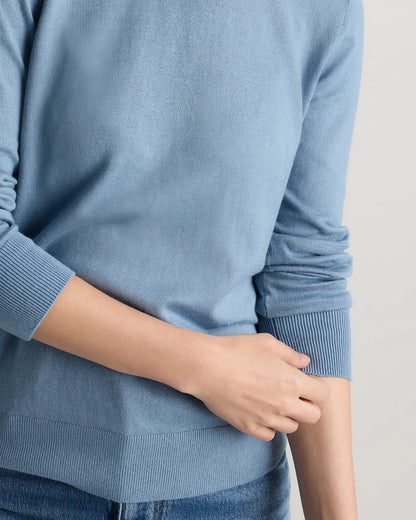 Lightweight Cotton Cashmere Crew Sweater - XS / Mountain Spring Blue