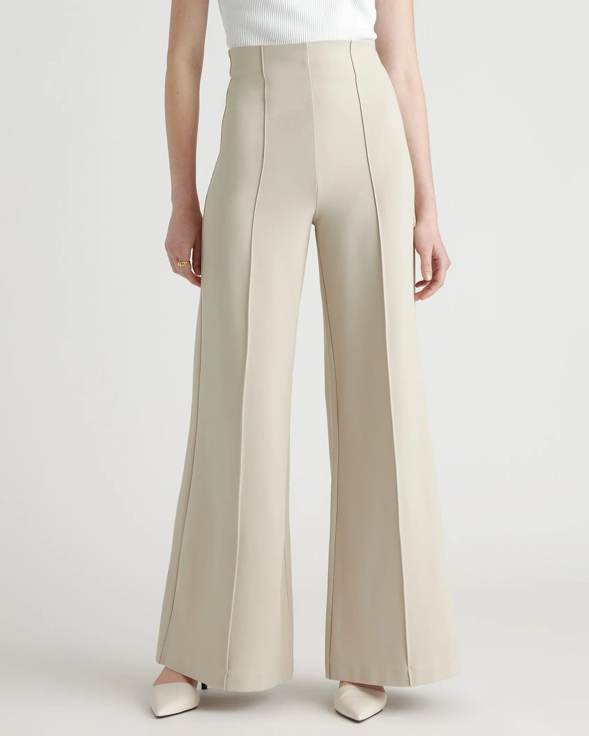 Ultra-Stretch Ponte Super Wide Leg Pants - XS / Black