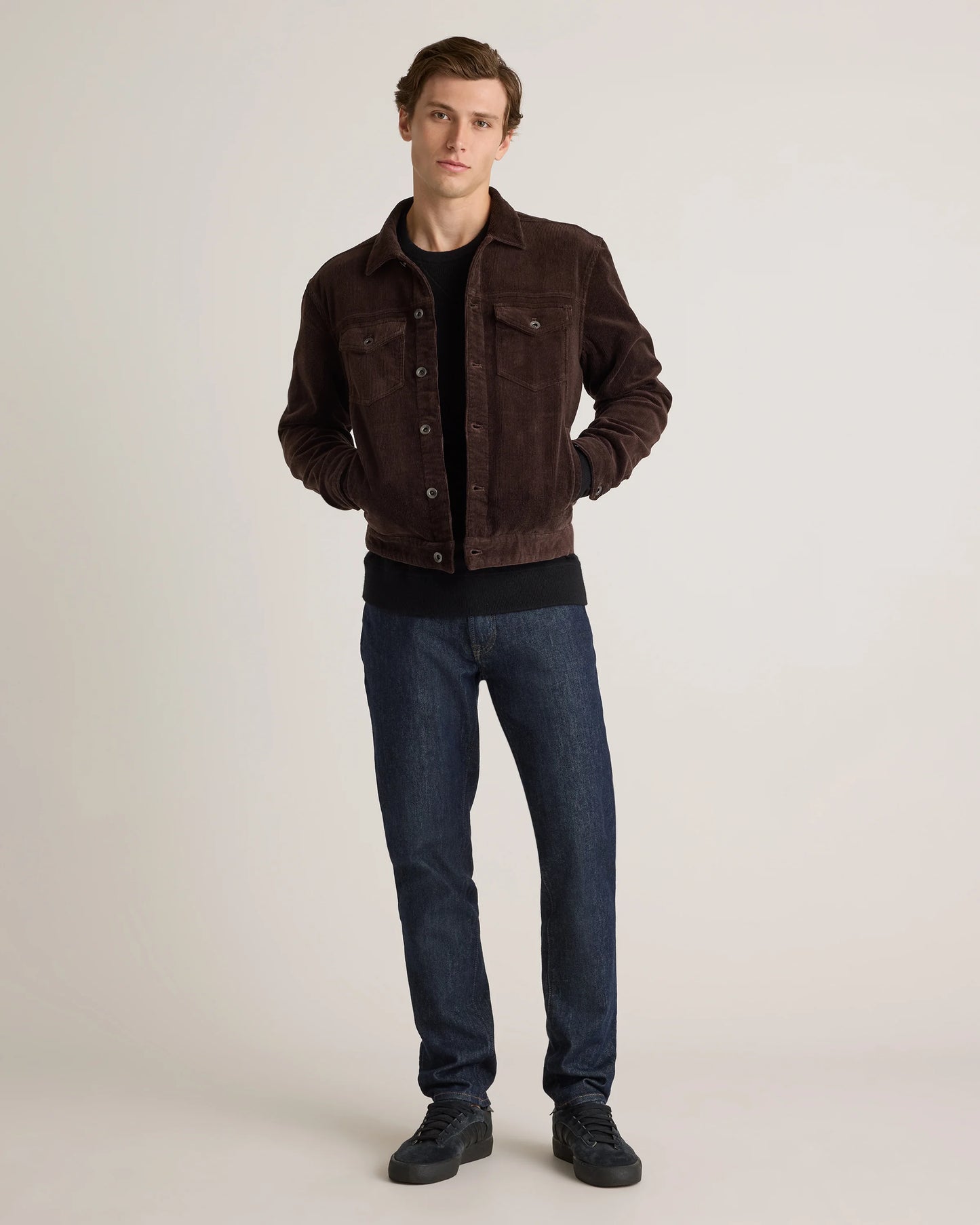 Organic Stretch Corduroy Trucker Jacket - S / Seaweed