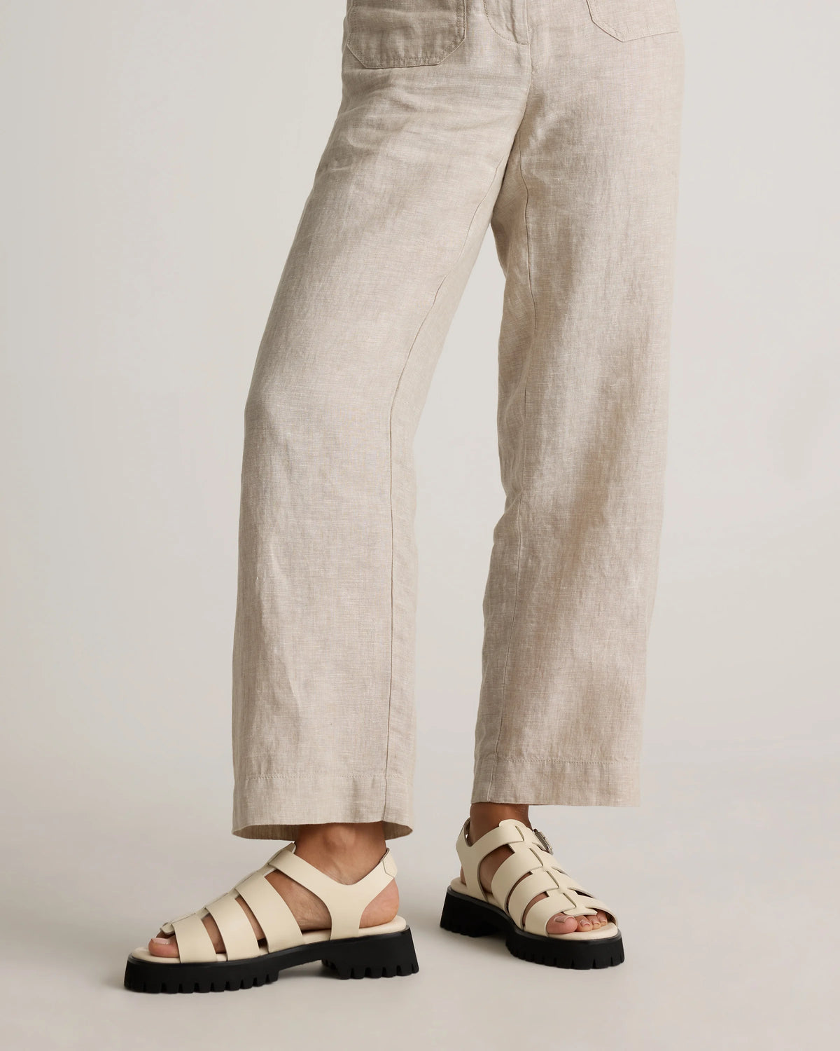 Italian Leather Lug Sole Fisherman Sandal - 5 / Cashew