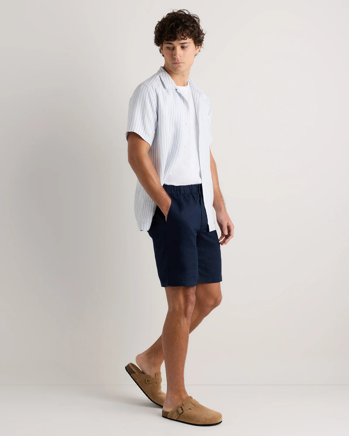 100% European Linen Shorts - 9" - S / Black
