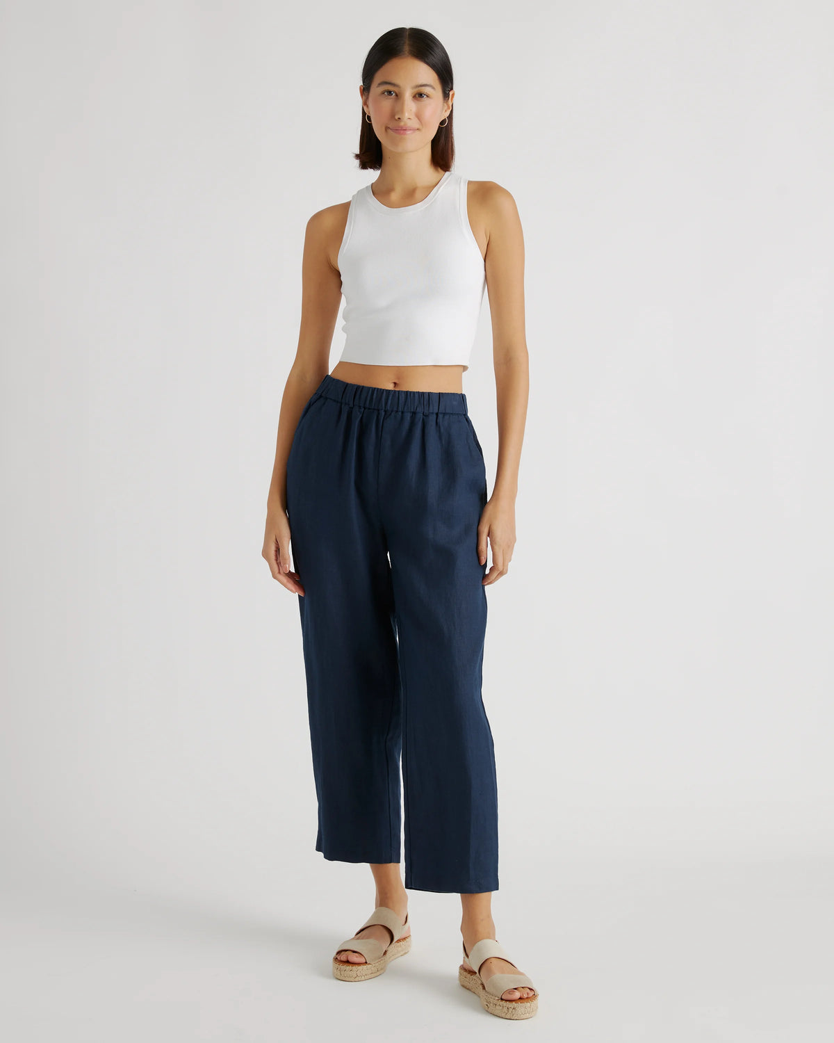 100% European Linen Pants - XS / White