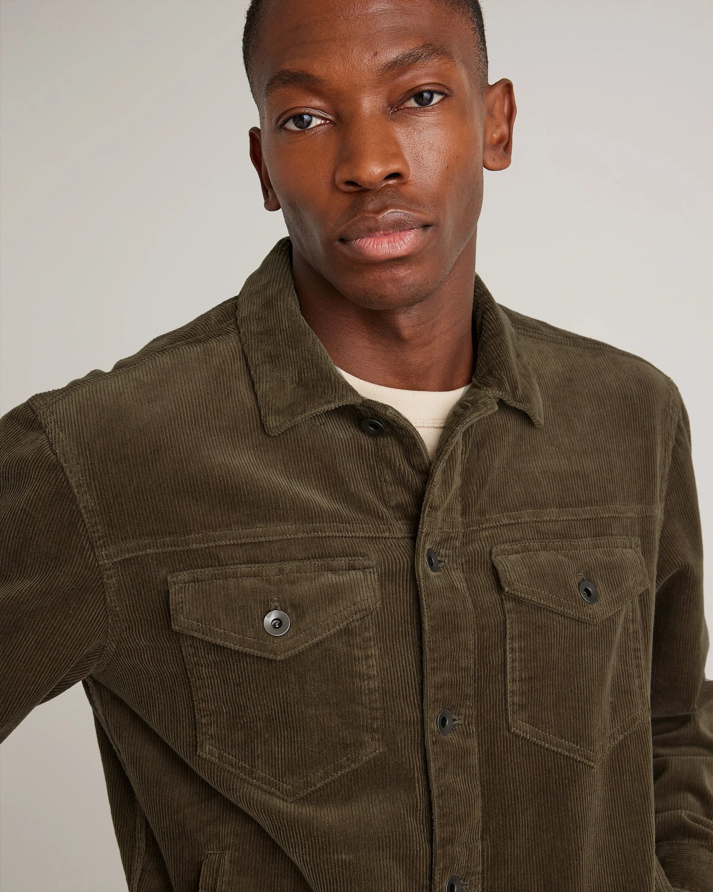 Organic Stretch Corduroy Trucker Jacket - S / Seaweed
