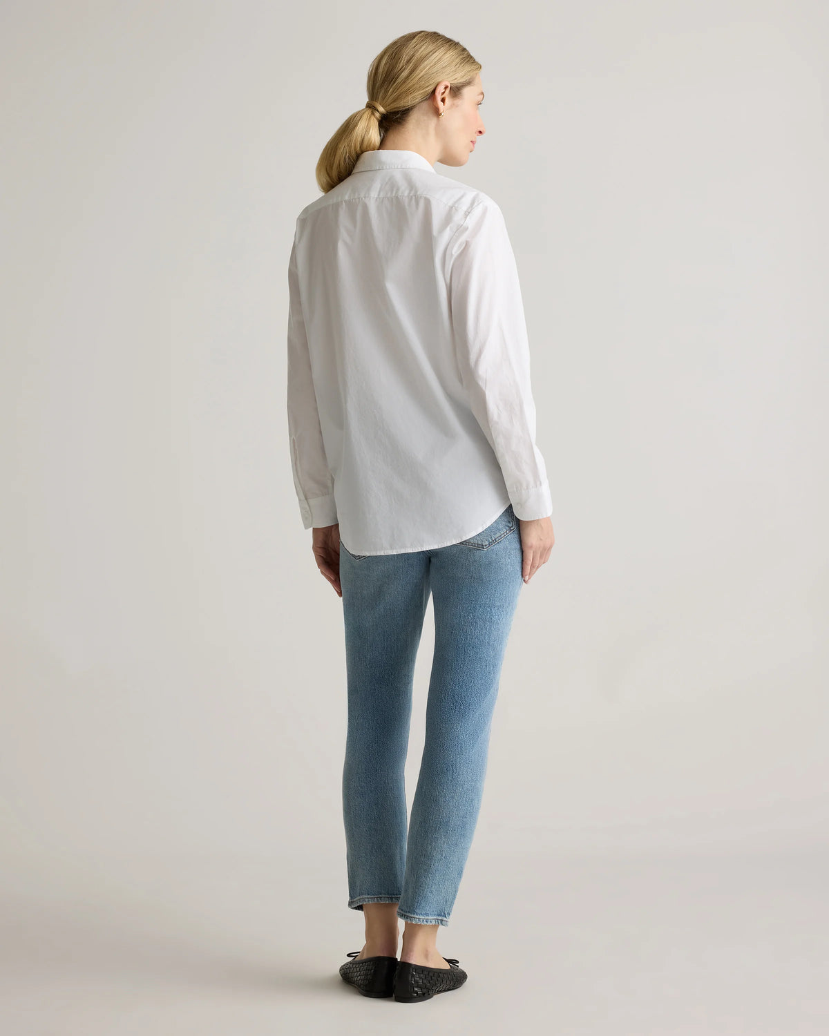 100% Organic Cotton Poplin Maternity Long Sleeve Shirt - XS / Classic White