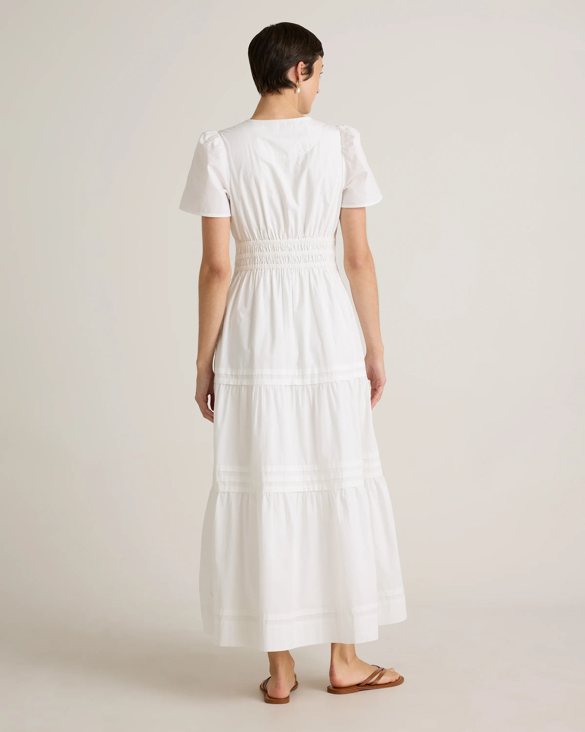 100% Organic Cotton Poplin Tiered Maxi Dress - XS / Riviera Blue Heirloom Floral